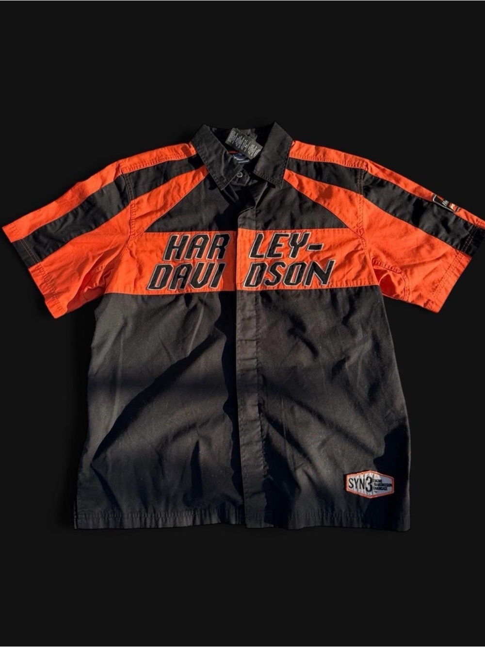 Harley-Davidson Black & Orange Short Sleeve Logo Work Shirt